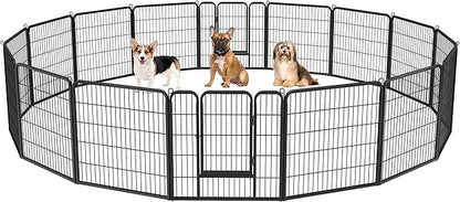 Yaheetech Wide Panel Dog Playpen, 16 Panels 32 inch High Pet Pen with Gate, Portable Indoor Outdoor Fence for Medium/Large Breed Dogs