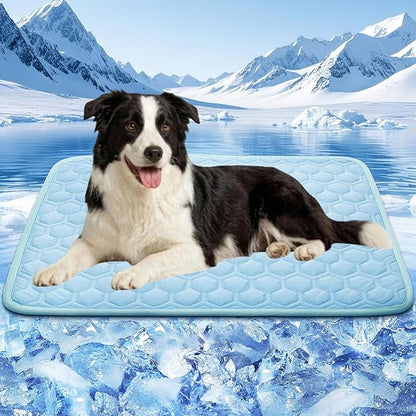SISROL Dog Cooling Mat, Q-MAX>0.5 Chill Cool Fiber, Thicken Non-Slip Washable Pet Cooling Pad, Non-Toxic Portable Indoor & Outdoor Cooling Bed for Small Medium Large Cats & Dogs