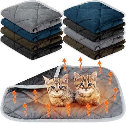 8 Pack Self Heating Cat Mat Self Warming Cat Bed Extra Warm Thermal Pet Bed Mat Reflects Body Heat Washable Dog Crate Pad for Indoor Outdoor Pets(Mixing Color,16 x 20 Inch)