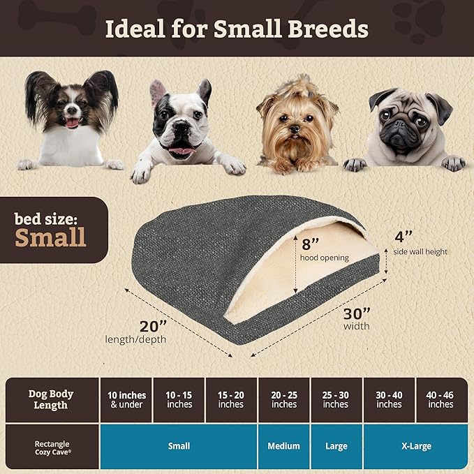 Snoozer Pet Products Luxury Rectangle Cozy Cave Dog Bed with Microsuede, Showdog Collection, Small, Merlin Pewter