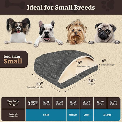 Snoozer Pet Products Luxury Rectangle Cozy Cave Dog Bed with Microsuede, Showdog Collection, Small, Merlin Pewter