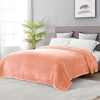 DREAMNINE Extra Large Fleece Blanket Soft Comfy Fluffy Bed Blanket King Size 90" x 108", Luxury Decorative Fuzzy Blankets for Bedroom, Big Cozy Shaggy Warm Flannel Blankets for Winter Autumn Pet,Peach