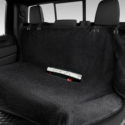 Car Seat Cover Towel, Waterproof Sweat Absorbent Back Seat Protector for Sedans SUVs & Minivans, Non-Slip Machine Washable Rear Bench Cover for Post-Gym, Beach, Pets & Kids (Black)