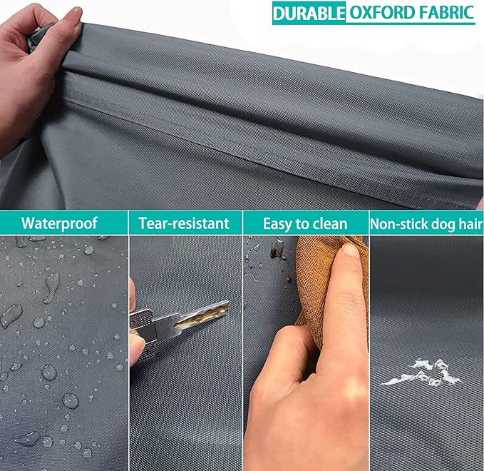 Dog Bed Cover 53L x 36W x 4H Inch,Heavy Duty Durable Waterproof Fluffy Soft Short Plush Replacement Dog Bed Covers,Washable Removable Pet Bed Mattress Cover with Zipper.Grey
