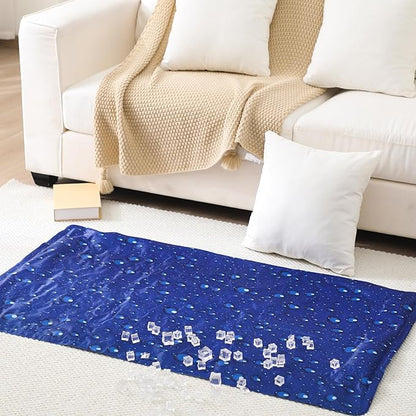 Drydiet Cooling Pad Mat for Sleep Cooling Mattress Pad Gel for Bed, Relieve Pain, Summer Hot Flashes, Adult, Pets, No Water or Electricity Required(Plain,Dark Blue,48 x 28 Inch)