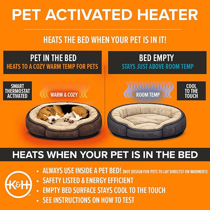 K&H Pet Products Pet Bed Warmer, Turn Any Pet Bed Into a Heated Cat or Dog Bed, Waterproof Indoor Heated Warming Pad Insert, Automatic Temperature, Safety Listed - Large 23.75 X 11in Tan