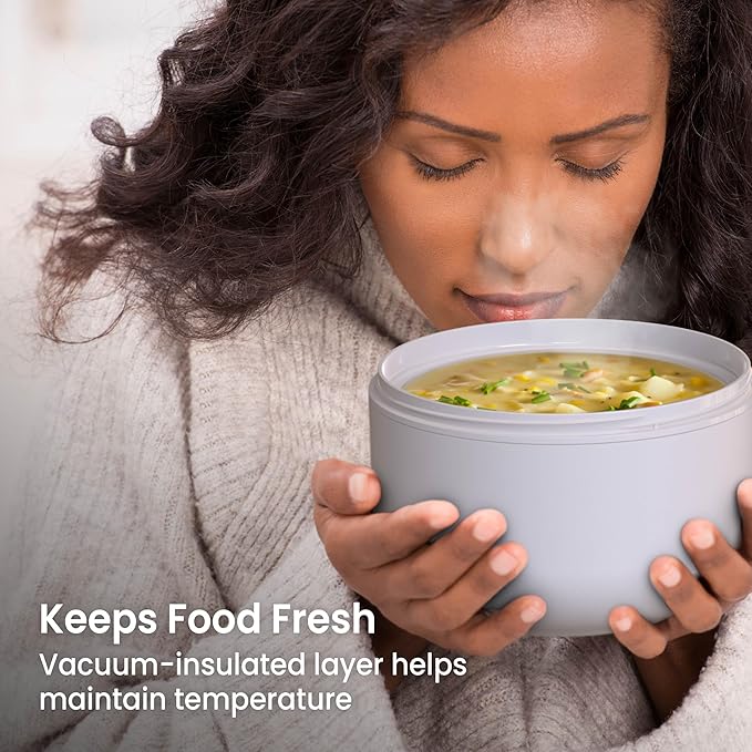 Bentgo Bowl - Insulated Leak-Resistant Bowl with Snack Compartment, Collapsible Utensils and Improved Easy-Grip Design for On-the-Go - Holds Soup, Rice, Cereal & More - BPA-Free, 21.2 oz (Gray)
