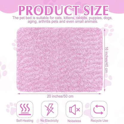 Drydiet 4 Pack Self Warming Cat Pads Self Heating Cat Mat Washable Homeless Dogs Thermal Pads Kennel Pad Reflects Body Heat Warm Crate Bed Mat for Indoor Outdoor Pet(Pink,16 x 20 Inch)