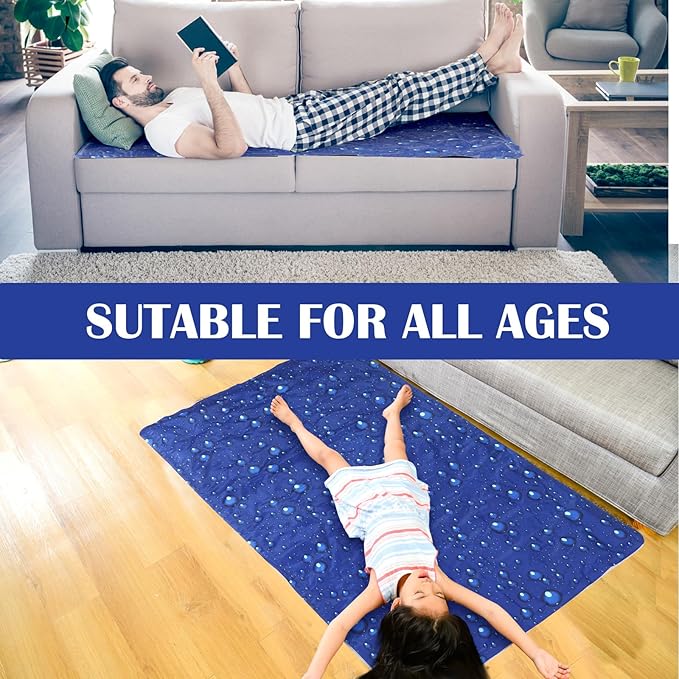 Drydiet Cooling Pad Mat for Sleep Cooling Mattress Pad Gel for Bed, Relieve Pain, Summer Hot Flashes, Adult, Pets, No Water or Electricity Required(Plain,Dark Blue,48 x 28 Inch)