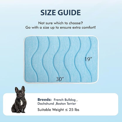 MICROCOSMOS 0.8" Thick Cooling Dog Foam Pad & Summer Pet Sleeping Mat, Machine Washable, Materials Safe, Portable Flat Pet Bed for Dogs.(Sky Blue, 30" x 19")