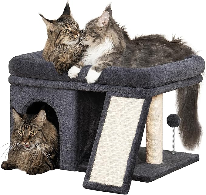 Aechonow XL Cat Tree Tower for Large Adult Cats 20 lbs+, 25in Perch Bed, Condo Cave for Indoor Medium Kittens Rabbit Ferret Pet, Sisal Scratchers, Extra Large