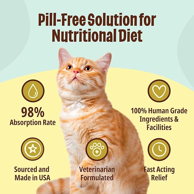 Licks Pill-Free Cat Multivitamin - Cat Supplement with Vitamin C, D, and Calcium - Multivitamin Pet Supplies - Gel Packets - 30 Use