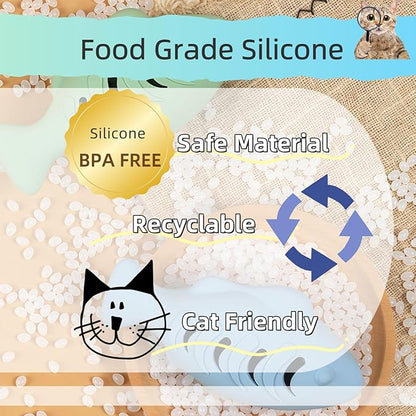 2Pcs Silicone Cat Toys, Multi-Functional Chew, Treat Dispenser, Interactive Feeder Toy for Indoor Cats, Food Puzzle Kitten Teething Toys, Durable Pet Training Toy with Catnip Ball (Pink&Green /Blue)