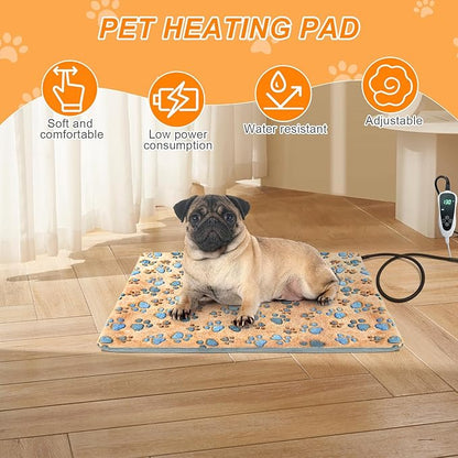 GOLOPET Dog Heating Pad 32×20 in for Dogs, Intelligent Temperature Control Switch with Normally Open On Function,Whelping Box with Reinforced Electric Wire Rope, Plush Fabric Cotton Cover-Apricot
