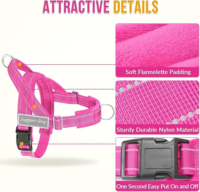 Lukovee No Pull Dog Harness & Leash Set - Heavy Duty Dog Vest Harness with Soft Padded for Medium Large Dogs, Adjustable Reflective Tactical Pet Harness for Easy Walk and Training (S, FU)
