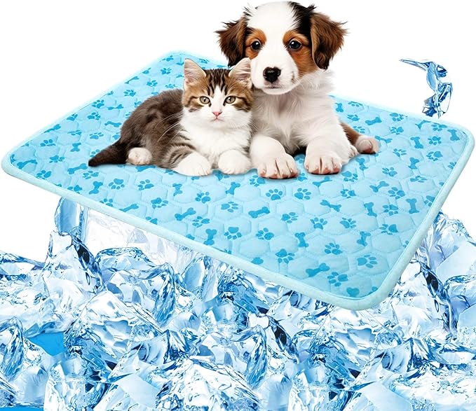 SHEJIZE Dog Cooling Mat Outdoor Cooling Pad for Dogs (Not Water-Filled), Washable Dog Crate Pad with Q-Max>0.4 Instant Chill, Pet Cooling Mat for Large Breeds, Portable for Dog Crate Mat/Car/Yard