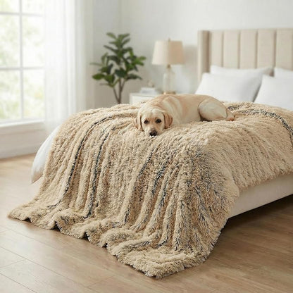 PJYuCien Dog Blanket for Dogs, Puppies and Pets, Lightweight & Portable Fluffy Fleece Throw, Super Soft Plush Cat Blanket for Couch/Car Seat/Furniture, Machine Washable, 60"x80", Beige