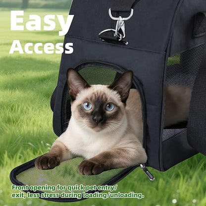 Cat Carrier for Small Cats Dogs, Soft-Sided Pet Carrier for Cats Puppies Small Pets, Lightweight Comfortable Travel Cat Dog Carrier (Black)
