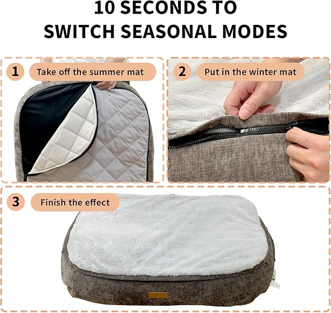 Ultra-Luxury Dog Bed, Comes with Two Kinds of Removable Cushions, Warm in Winter and Cool in Summer, Wear-Resistant and Tear-Resistant Supportive Pet Sofa with Non-Slip Bottom, 43inch