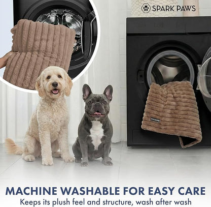 Spark Paws Luxury Dog Couch Cover Bed, Calming Pet Furniture Protector for Large & Small Dogs, Washable Bolster Dog Bed for Couch, Sofa & Bed - Brown, Small