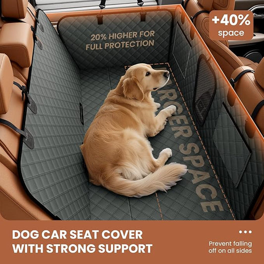 A-Pce 600D Heavy Duty Dog Car Seat Cover for Back Seat,2025 Upgraded Hard Honeycomb Bottom Back Seat Extender for Dogs- Holds 600lbs,Waterproof Scratch Proof Nonslip Dog Hammock for SUV,Grey