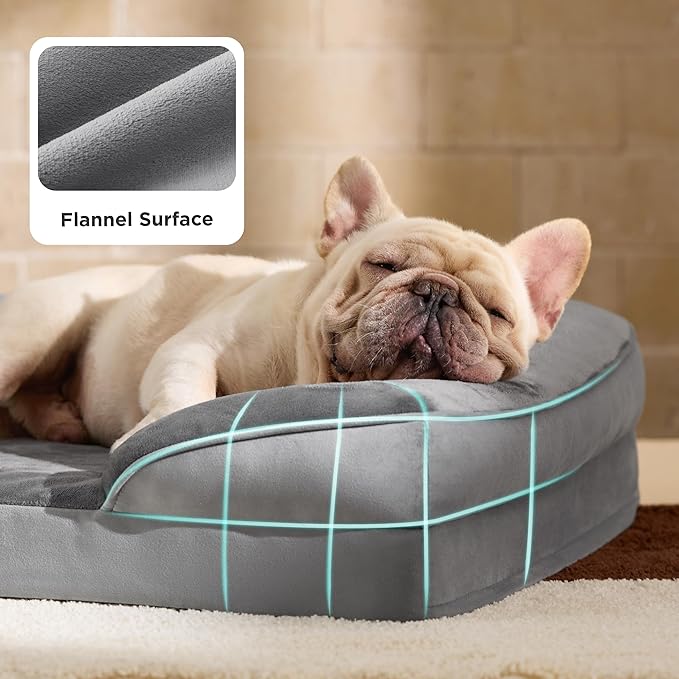 Bedsure Orthopedic Dog Bed Medium Size Dogs - Washable Medium Dog Cat Bed Waterproof, Comfort Pet Couch Sofa with Washable Removable Cover, Pets Bed with Nonskid Bottom, Light Grey, 28"
