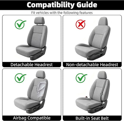 Linen Car Seat Covers Front Seat Covers - 2 PCS Durable & Non-Slip Breathable Cloth Fabric Car Seat Protector, Universal Fit for Most Automotive, Vans, SUVs, Trucks - Gray