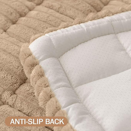 Smiry Couch Cover for Dogs Washable, Non Slip Fuzzy Pet Couch Covers for 3 Cushion Sofa Pet Friendly, Thick Soft Sofa Slipcovers Cushion Protector (Khaki, 27.6" x 88")