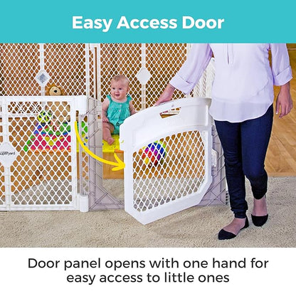 Toddleroo by North States - Superyard Ultimate Play Yard: Freestanding 8 Panel Baby Playpen with Door - Indoor or Outdoor Use - Made in USA - Encloses Up to 34.4 Square Feet - 26 Inches Tall - Ivory