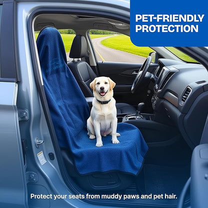 Waterproof Car Seat Towel Cover, Towel that Goes Over Car Seat for Sweat Protection, Quick-Dry Microfiber, Non-Slip Backing, Machine Washable, Fits Cars SUVs Trucks