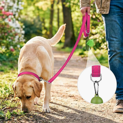 Joytale Dog Leash, 4 FT Double-Sided Reflective, Padded Handle Nylon Heavy Duty Leashes for Medium & Large Dogs Walking, Hotpink