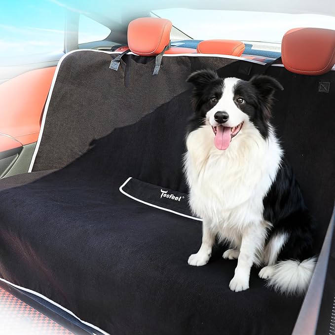 1160g Heavy Duty Towel Car Seat Cover, Sweatproof Absorbent Microfiber Rear Seat Protector for Gym Beach Athletes, Universal Fit Waterproof Back Seat Mat for Sedans SUV Minivans, Black