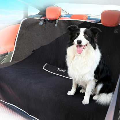 1160g Heavy Duty Towel Car Seat Cover, Sweatproof Absorbent Microfiber Rear Seat Protector for Gym Beach Athletes, Universal Fit Waterproof Back Seat Mat for Sedans SUV Minivans, Black