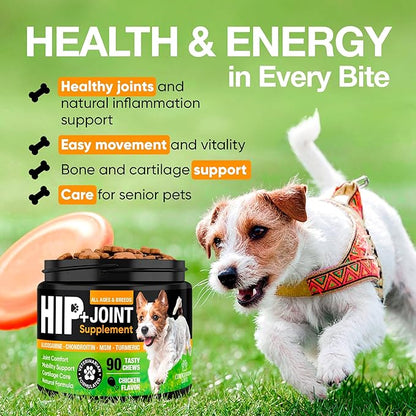 Glucosamine for Dogs – Hip and Joint Supplement Chews for Small, Medium & Large Dogs – Joint Pain & Mobility Support – Soft Chews for Pain and Inflammation Relief
