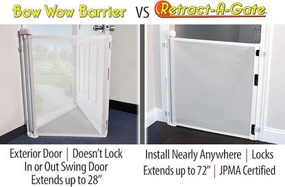 Bow Wow Barrier 28” White by Smart Retract: Retractable Door Barrier for Dogs and Cats