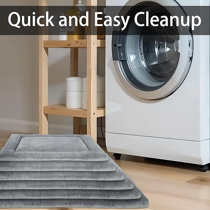 KHONSU PET Dog Bed Mat for Crate 1.1in Slim Cooling Pad Reversible Flannel & Waterproof Canva for Small Dogs up to 25 lbs,Fits 24"x18" Crate