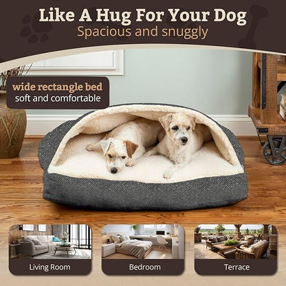 Snoozer Pet Products Luxury Rectangle Cozy Cave Dog Bed with Microsuede, Showdog Collection, Large, Merlin Pewter