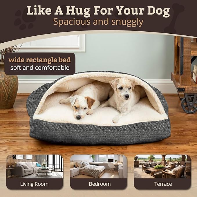 Snoozer Pet Products Luxury Rectangle Cozy Cave Dog Bed with Microsuede, Showdog Collection, Medium, Merlin Pewter