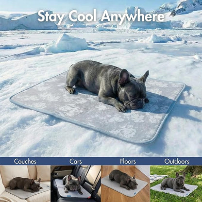 Spark Paws Cooling Mat for Dogs - Self Cooling Dog Mat & Pet Cooling Pad for Large, Medium & Small Dogs - Non-Toxic, Non-Gel Washable Cooling Bed - Cloud Grey - Size S