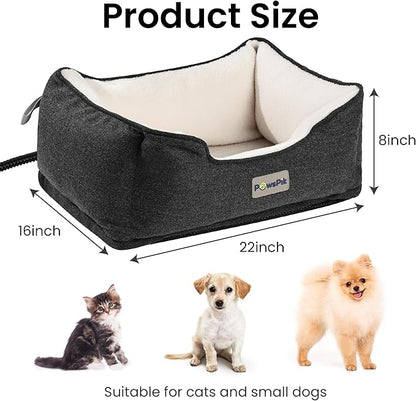 PAWSPIK Heated Cat Bed, Heated Dog Bed for Pets Indoor, Electric Pet Bed Warmer for Cats and Dogs (Ash Gray)