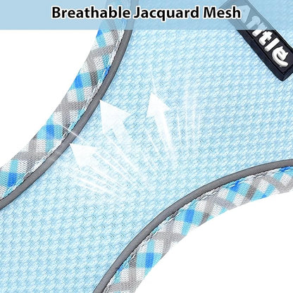 AIITLE Small Dog Harness - Breathable Double-Layer Jacquard No-Choke Vest, Durable Anti-Tear Fabric with Reflective Trim - Perfect for Running, Parties, Daily Walks (Blue, XS)