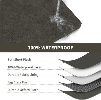 Orthopedic Dog Bed for Extra Large Dogs, XL Comfort Pet Mat for Large Sized Dog 44x32 Inch, Egg Crate Foam with Removable Washable Oxford Cover, Coffee