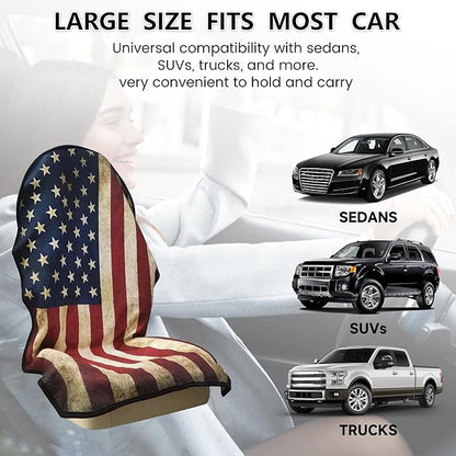 Car Seat Covers 1 Pack Waterproof Towel Car Seat Cover Universal Fit for Most Trucks SUV Fitness Athletes Pets Gym and Water Sport，American Flag