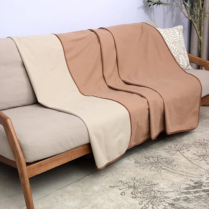 Catalonia Waterproof Blanket for Bed, Reversible Fleece Couch Sofa Furniture Protector, Leak Proof Dog Blankets
