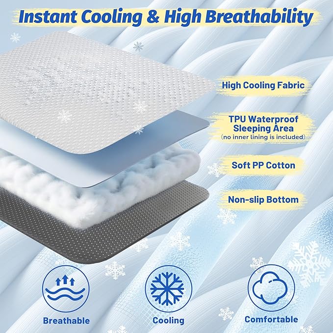 WATANIYA PET Cooling Dog Bed, Washable Cooling Mat for Large Dogs with Removable Cover, Self Cooling Couch Cover for Dog, Non-Slip Dog Couch Bed, 35x31 Inch, Grey