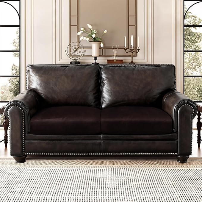 ANARACHON Leather Look Couch Cushion Covers Sofa Seat Slipcovers Sets Couches Furniture Protector for Sectional Armchair Loveseat Pets Kids Stretch Spandex Fabric (2 Cushion Loveseat, Chocolate)