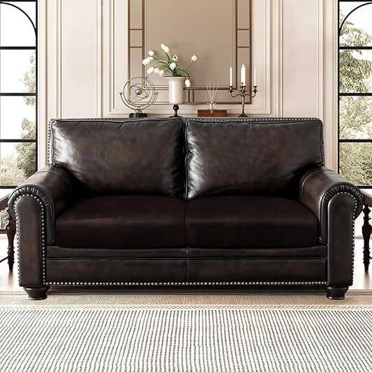 ANARACHON Leather Look Couch Cushion Covers Sofa Seat Slipcovers Sets Couches Furniture Protector for Sectional Armchair Loveseat Pets Kids Stretch Spandex Fabric (2 Cushion Loveseat, Chocolate)