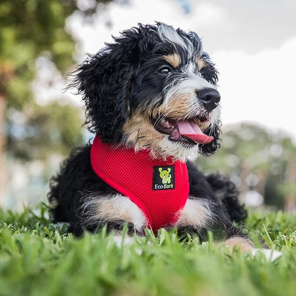 EcoBark Dog Harness - Eco-Friendly Max Comfort Harnesses - Luxurious Soft Mesh Halter - Over The Head Harness Vest- No Pull and No Choke for Puppy, Small Breeds & Medium Dogs (Large, Red)