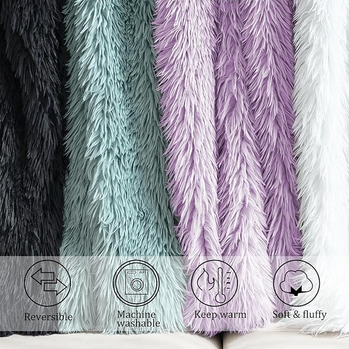 JONIYEAR Extra 2.8" Long Hair Fluffy Faux Fur Throw Blanket 50" x 60",Luxury Soft Decorative Fuzzy Furry Blankets for Couch, Cozy Plush Shaggy Blankets for Sofa Bed, Cute Lovely Blanket for Pet,Purple