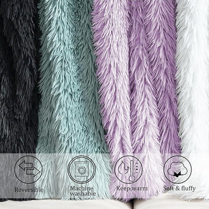 JONIYEAR Extra 2.8" Long Hair Fluffy Faux Fur Throw Blanket 50" x 60",Luxury Soft Decorative Fuzzy Furry Blankets for Couch, Cozy Plush Shaggy Blankets for Sofa Bed, Cute Lovely Blanket for Pet,Purple